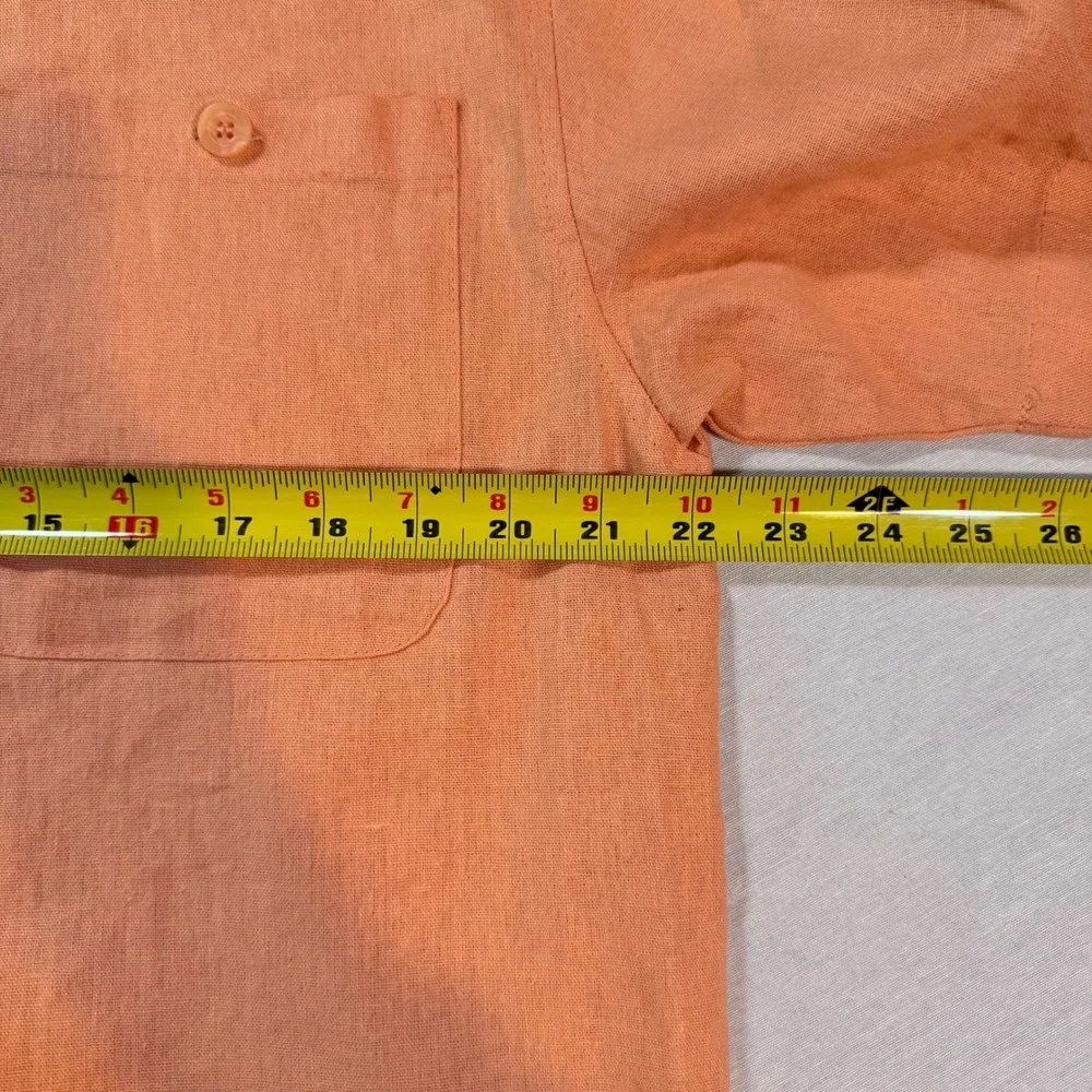 Trust Short Sleeve Linen Blend L Resort Classic Camp Collared‎ Button-Down Beach